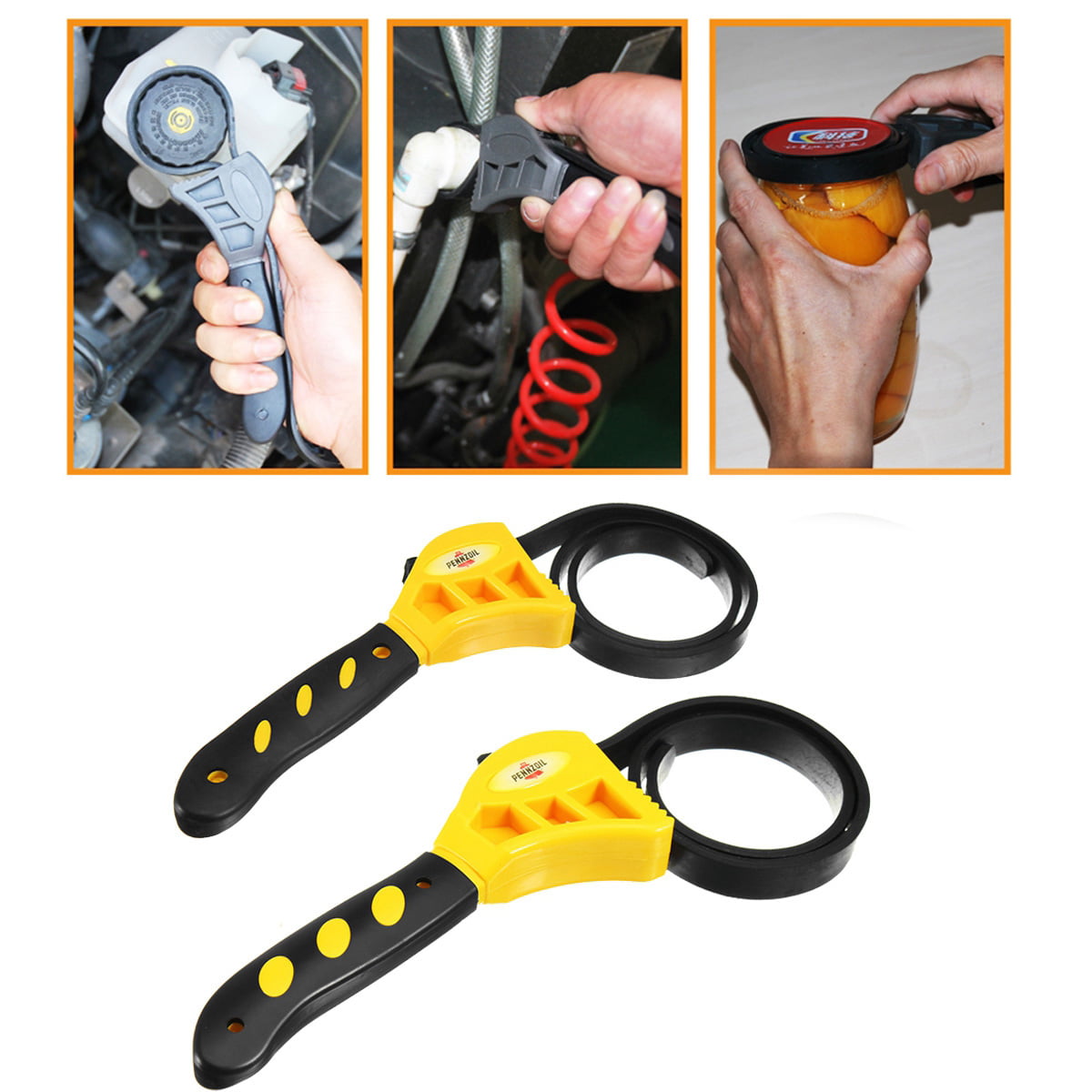 2PC Rubber Strap Wrench Set Adjustable Hand Held Lid plumbing tighten or loosen