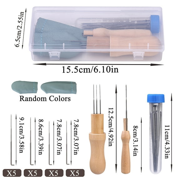 MIUSIE Various Size Needle Felting Kit With Wood Handle Felting Needles Wool Felt Tool Finger Protector For DIY Sewing