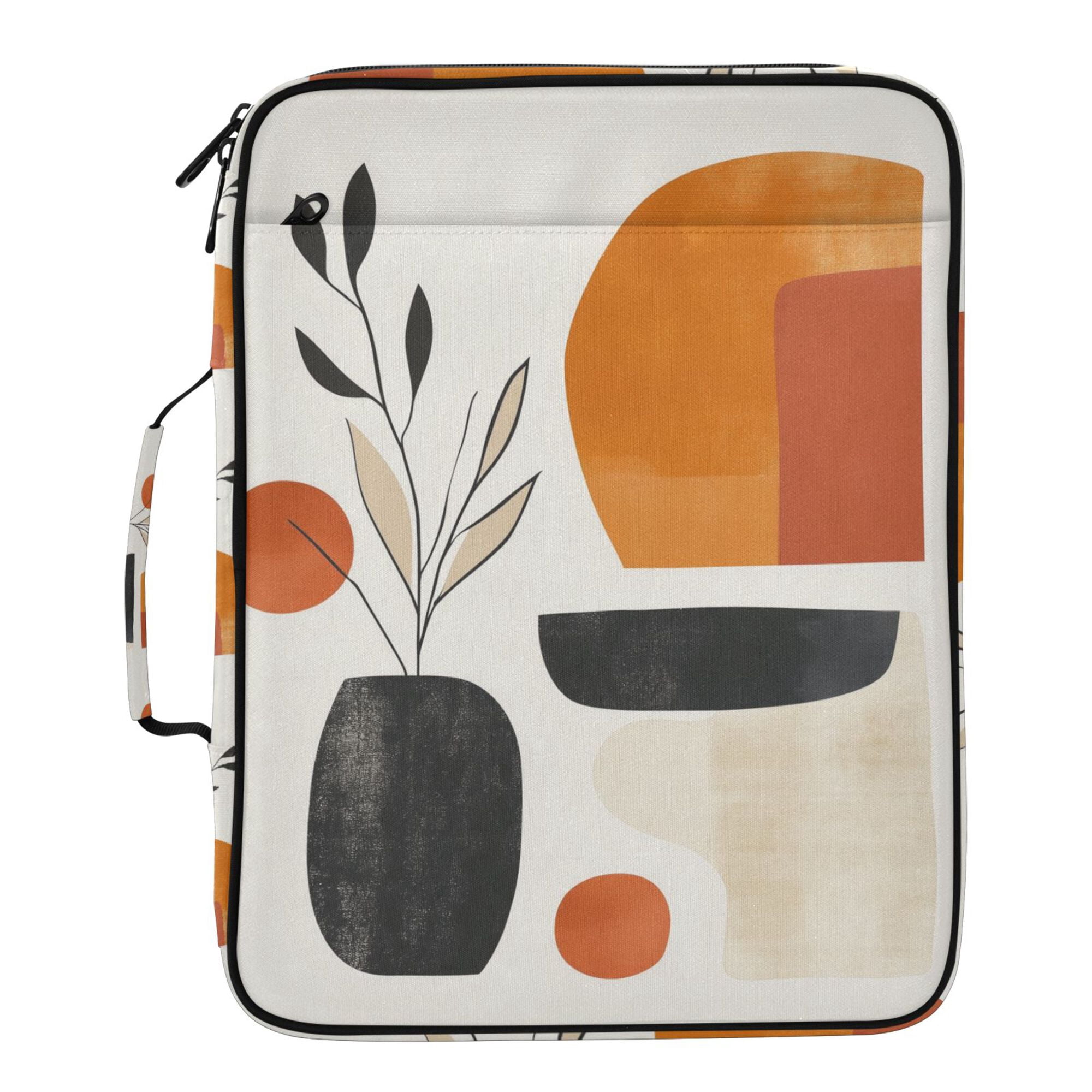 FORMRS Accordion File Folder A4 Size 7-Pocket Expanding Document Organizer Bag with 3 Ring Binder, White Abstract Shapes