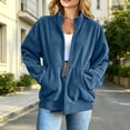 thumbnail image 3 of TGSLY Corduroy Sweatshirt for Women Casual Full Zip Front Long Sleeve Jacket Oversized Fit Stand Collar Solid Color Fall Coat with Pockets XL, 3 of 8
