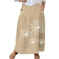 thumbnail image 2 of formal Dresses for Women Viikei Womens Summer Long Maxi Skirts,Women's Printed Elastic Waistband Pleated Pocket Skirt With Mid Calf Skirt Khaki XXXXL, 2 of 5