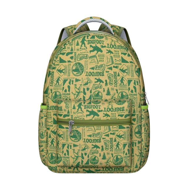 Sac à Dos Étudiant avec Imprimé de Nature Sauvage et bigfoot, design de Randonnée et de camping, Imperméable et durable, Sangles Réglables, Sac d'École Amusant à Thème Extérieur pour Étudiant