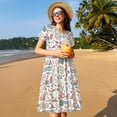 thumbnail image 4 of Uemuo Summer Life Print Womens Summer Dress Casual Swing Short Sleeve Sundresses Beach A-line Shift Dress, 4 of 6