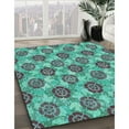 thumbnail image 3 of Ahgly Company Machine Washable Indoor Rectangle Transitional Turquoise Green Area Rugs, 3' x 5', 3 of 7