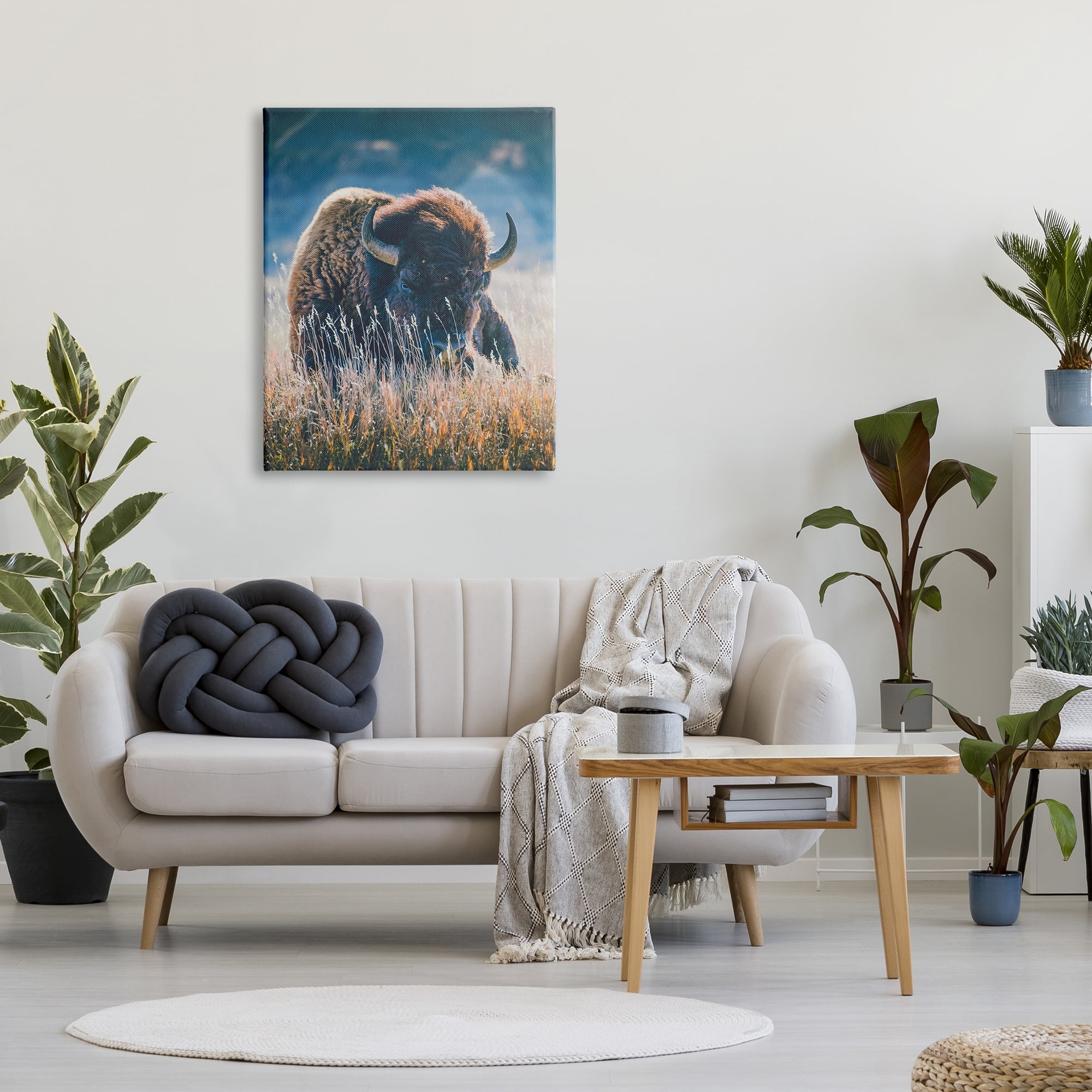 Stupell Industries Bison in Meadow Photography Animals & Insects Photography Gallery Wrapped Canvas Print Wall Art, 30 x 40