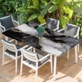 thumbnail image 2 of Black Grey Marble Table Cloths for 3 Foot Rectangle Tables, Modern Gradient Abstract Aesthetic Patio Waterproof Elastic Fitted Tablecloths, Washable Rectangular Table Cover for Camping, 2 of 8