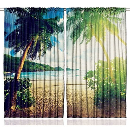 curtains palm bedroom sealife coastal panels trees ocean living