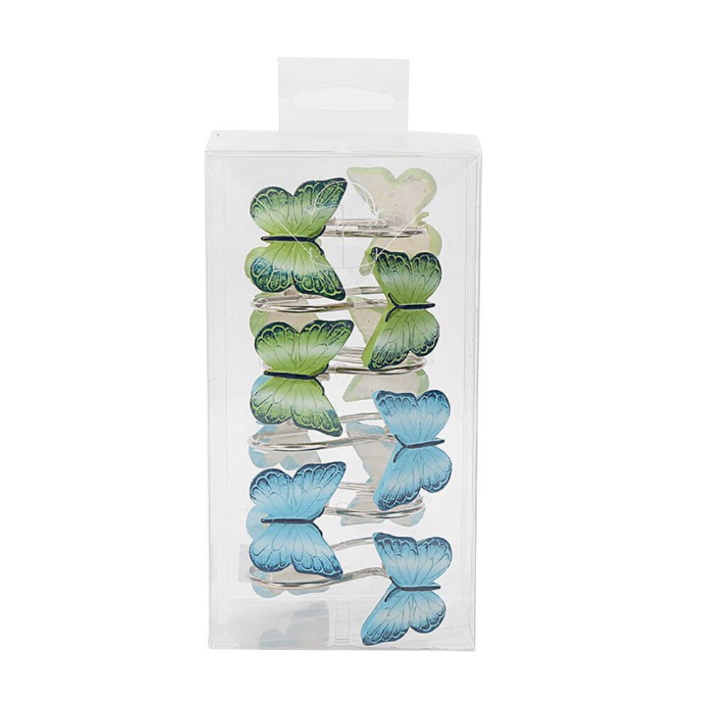 COSMOBETTY 12Pcs Resin Shower Hooks Butterfly Shape Blue Green For Bathroom Curtains Homeowners