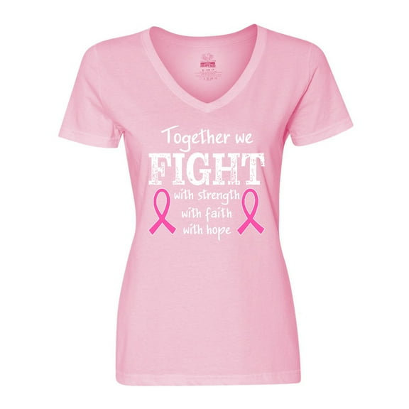Inktastic Together We Fight Breast Cancer Awareness Women's V-Neck T-Shirt