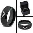 thumbnail image 4 of Tungsten Bat Spread Wings Band Ring 8mm Men Women Comfort Fit Black Beveled Edge Brushed Polished, 4 of 4