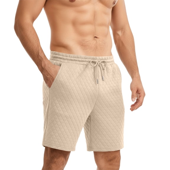 Hogleaql Mens Summer Beach Shorts Dressy Quilted Drawstring Casual Shorts Textured Stretch Loose Workout Shorts with Pockets Complexion XL