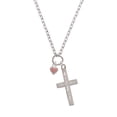 thumbnail image 2 of Delight Jewelry Silvertone Mini Two Sided Pink Heart I Have Plans for You Engraved Cross Zoey Necklace, 28", 2 of 4