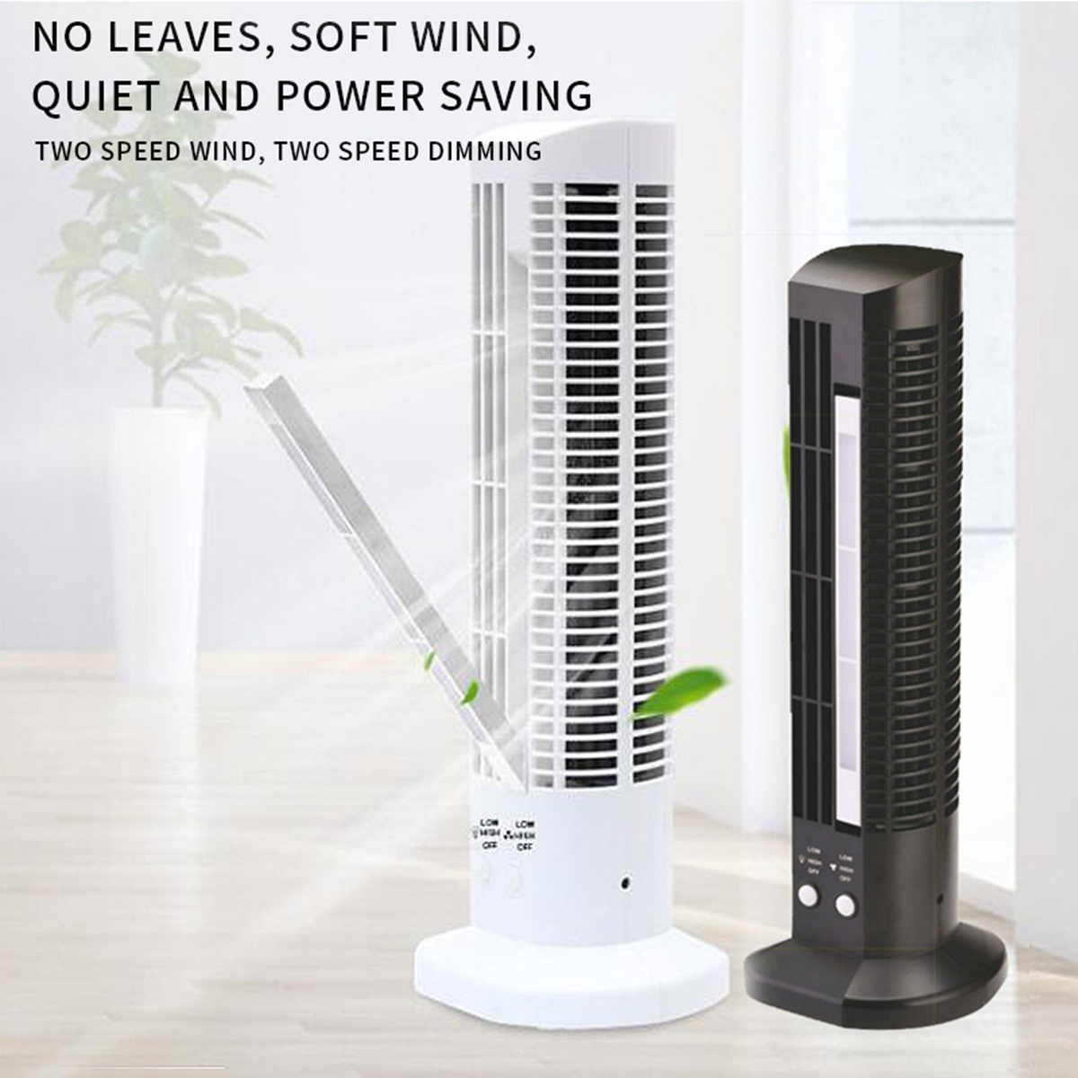 Mini Tower Fan with LED Portable Save Space Fast Adjustable Air