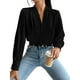 thumbnail image 2 of Blusas de Trabajo para Mujer, Blusas de Larga, Blusas de Oficina con Cuello en V, Blusas de para Mujer Negro L, 2 of 10
