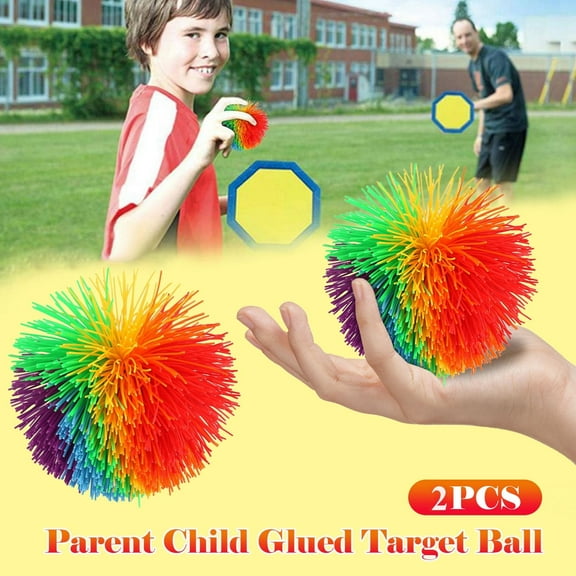 Taotanxi Large Rainbow Monkey Stringy Ball Silicone Bouncing Fluffy- Jugging Ball 2PC