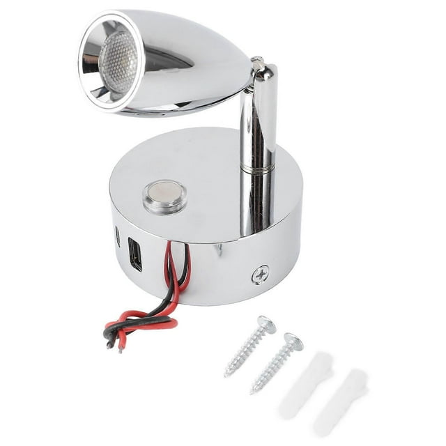 RV Reading Light, USB Port, Matte, 3 Colors, Dimmable, Touch Switch, RV Reading Wall Light, DC12-24V, Chrome Plated