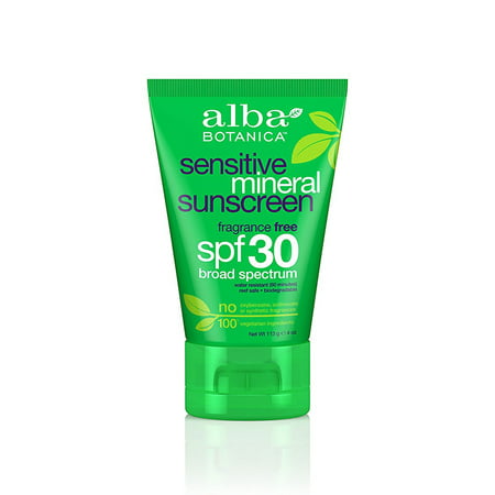 Alba Botanica Sensitive Mineral Sunscreen Fragrance Free Lotion SPF 30, 4 (Best Natural Sunscreen Lotion)