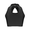 thumbnail image 2 of YEAHDOR Kids Girls Shiny Sequins Crop Top Sleeveless Hollow Front Dance Training Tops Black 6, 2 of 5