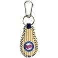 thumbnail image 1 of Minnesota Twins Classic Baseball Pinstripe Cream Leather Navy Thread Keychain, 1 of 1