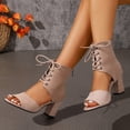 thumbnail image 6 of ZACPNCV Women's Plus Size Peep Toe Ankle Bootie Sandals Lace Up Back Zipper Block Heel Comfort Casual Spring, 6 of 8
