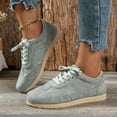 Walking Sneakers for Women Wide Width Ladies Retro Pure Color Frosted Leather De Training Shoes