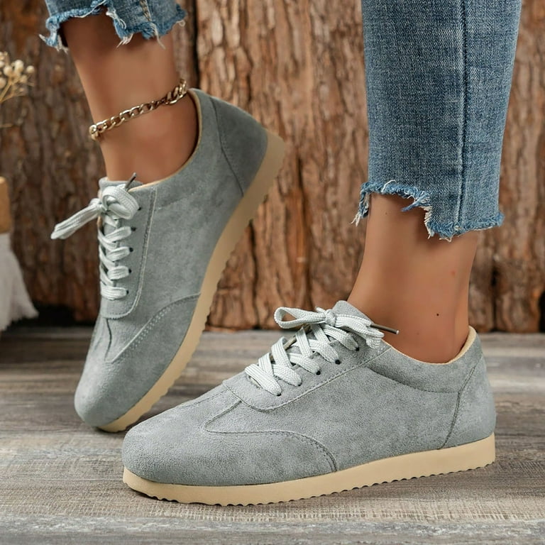 Sofft Shoes Womens Shoes Casual Women s Hiking Shoes Casual shoes round head lace up solid color sneakers Grey 42 Walmart