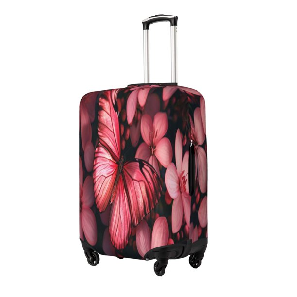 Balery pink butterfly Funda de equipaje, fundas para maletas, elástica, lavable, protector de maletas, compatible con maletas de 18 a 32 pulgadas-X-Large