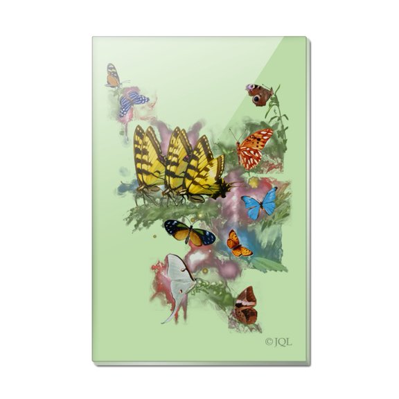 Butterflies Butterfly Magical Emergence Tiger Swallowtail Rectangle Acrylic Fridge Refrigerator Magnet