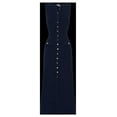 thumbnail image 6 of Women'S Summer Sleeveless Single Breasted Knit Maxi Dress Slit Crew Neck Long Sweater Bodycon Dress Blue L, 6 of 8