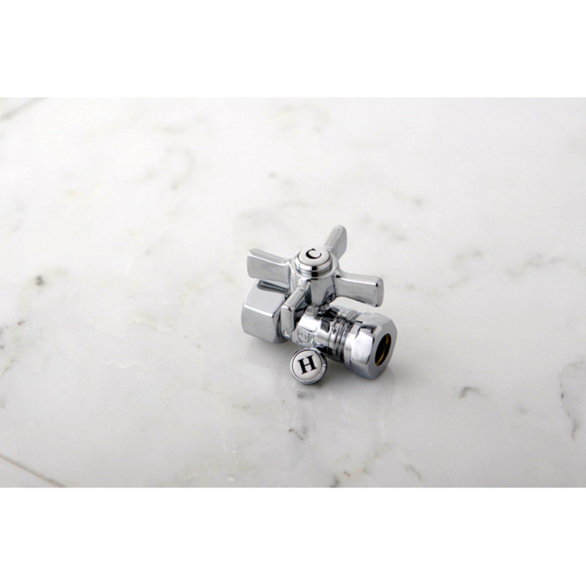 Kingston Brass CC44151ZX 1/2-Inch FIP x 1/2-Inch or 7/16-Inch Slip Joint Quarter-Turn Straight Shut-Off Valve in Polished Chrome