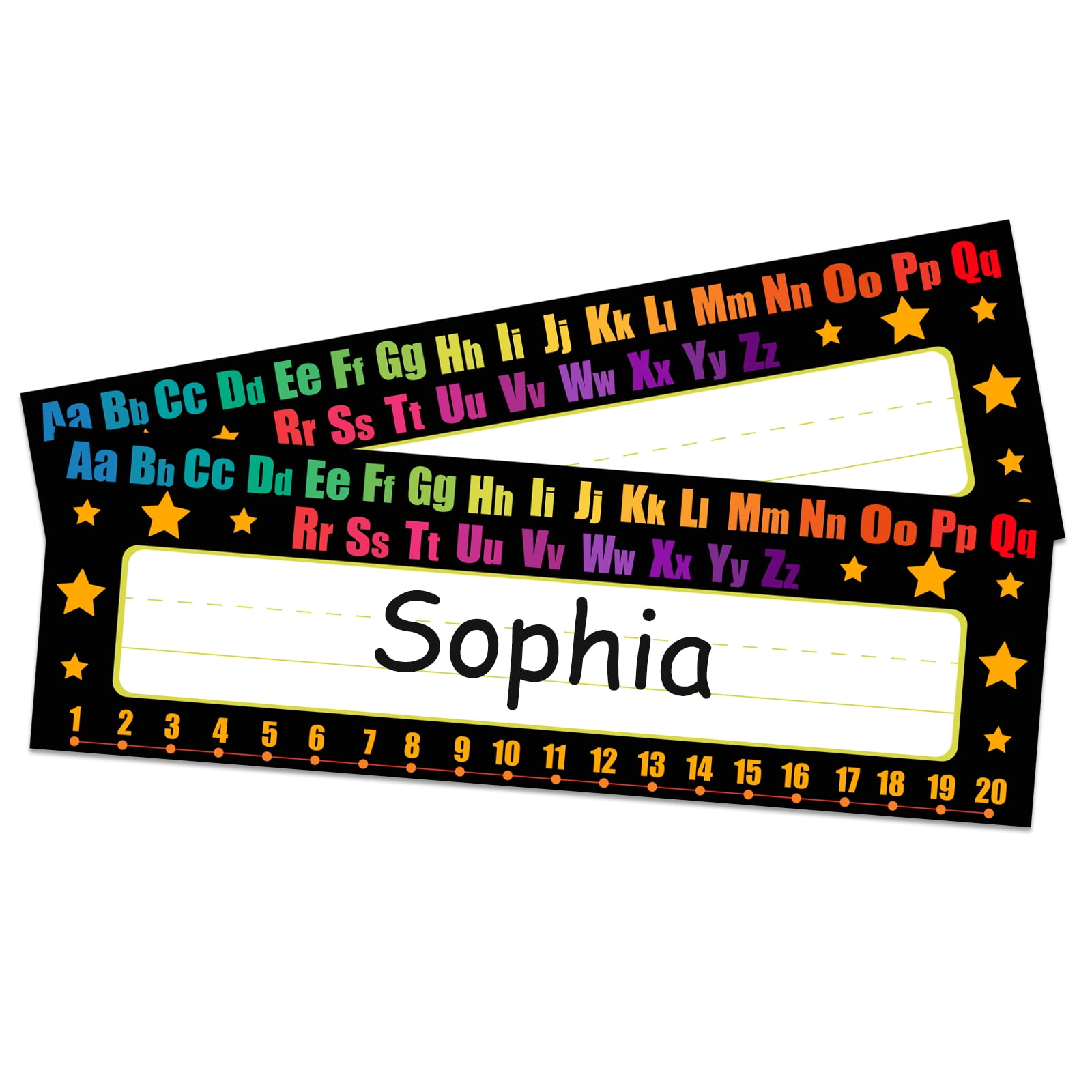 WaaHome 36pcs Alphabet Name Plates for Student Desks, Name Tags Name