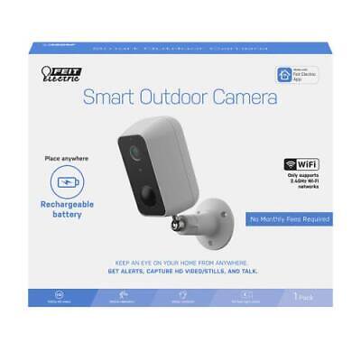 Feit Electric Battery Powered Outdoor Black/White Wi-Fi Security Camera