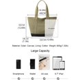 thumbnail image 4 of LinYooLi Canvas Tote Bag for Women A4 Large Capacity Handbag with Zipper Shoulder Hobo Bag for Shopping Travel Work, 4 of 8