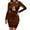 Brown, variant on Herrnalise Women’s Dresses Summer 2024 Fashion s Sexy Solid Color Shoulder Long Sleeve V-NeckRegular Dress S-XL