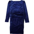 thumbnail image 2 of Ralph Lauren Womens Velvet Puff Sleeve Sheath Dress, Blue, 18, 2 of 2