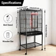 thumbnail image 2 of GARVEE Large Iron Bird cage with Rolling Stand, Slide-Out Tray,Wooden Perches for Multiple Birds, Indoor Use, Black, 2 of 7