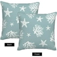 thumbnail image 2 of Seafoam Coastal Pillow Covers 18 X 18 Inch Set of 2, Blue Coral Starfish Throw Pillow Covers Summer Nautical Beach Decorative Pillowcase Linen Square Outdoor Cushion Cover for Home Bed Couch Sofa, 2 of 6