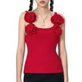 thumbnail image 1 of Biekopu Women's Summer Fitted Tank Tops Red Sleeveless 3D Flower Decor Going Out Tops for Party, 1 of 9