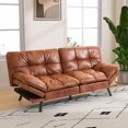 thumbnail image 2 of Convertible Futon Sofa Couch Bed,Futon Couch Bed,Memory Foam Futon Sleeper Sofa,Loveseat Sofa Bed,Small Splitback Faux Leather My Lux Decor Round, 2 of 8