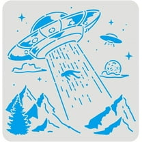 UFO Spaceships Drawing Painting Stencils Templates (11.8x11.8inch) Plastic Aliens Stencils Decoration Square Planets Stencils for Painting on Wood Floor Wall and Fabric DIY