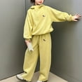 thumbnail image 5 of Gubotare Girls Pant Set Fall Teen Girls Sweatsuit Fall Hoodie And Sweatpants Set Back to School Clothes Fall Outfits Cozy And Fashion Size 7-8 (Yellow,7-8 Years), 5 of 7