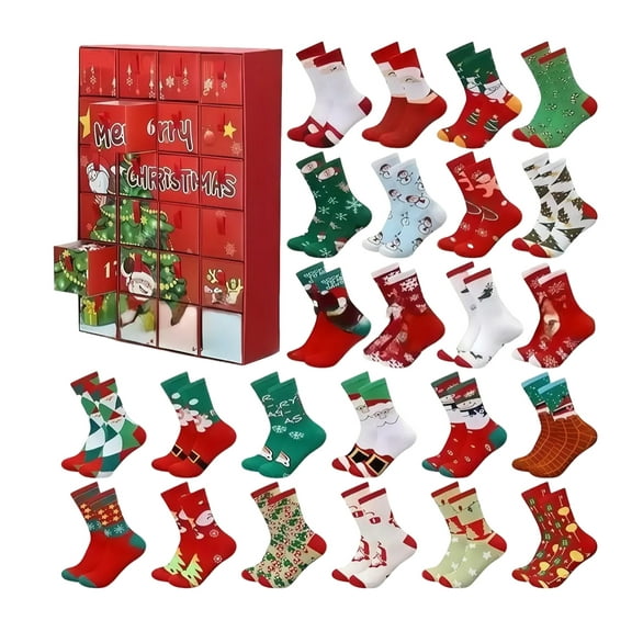 3D 24 Pairs Christmas Socks Advent Calendar Christmas Socks Gift For Xmas Party Gifts (Random Pattern)