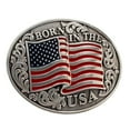 thumbnail image 2 of Nocona 37594 Mens Oval Smooth Edge Born in USA Flag Belt Buckle, 2 of 2