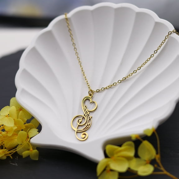 Aesthetic Music Note Heart of Treble Clef Stainless Steel Musical Chain Necklace for Women Men Jewelry Birthday Gift