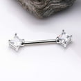 thumbnail image 2 of A Pair of Princess Cut Square Sparkle Gem Nipple Barbell, 2 of 3