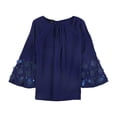thumbnail image 1 of Alfani Blusa de manga acampanada con apliques para mujer, azul, pequeña, 1 of 1