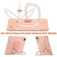 thumbnail image 3 of For iPad Pro 12.9 inch 2022/2021/2020/2018 Case, 360 Rotatable Handle Stand, Shoulder Strap, Drop-Proof Design, Rose Gold, 3 of 7