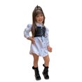thumbnail image 3 of Xingqing 2 Pcs Robe Chemise Unie pour Bébé Fille avec Bretelles Croisées Nouées, 3 of 10