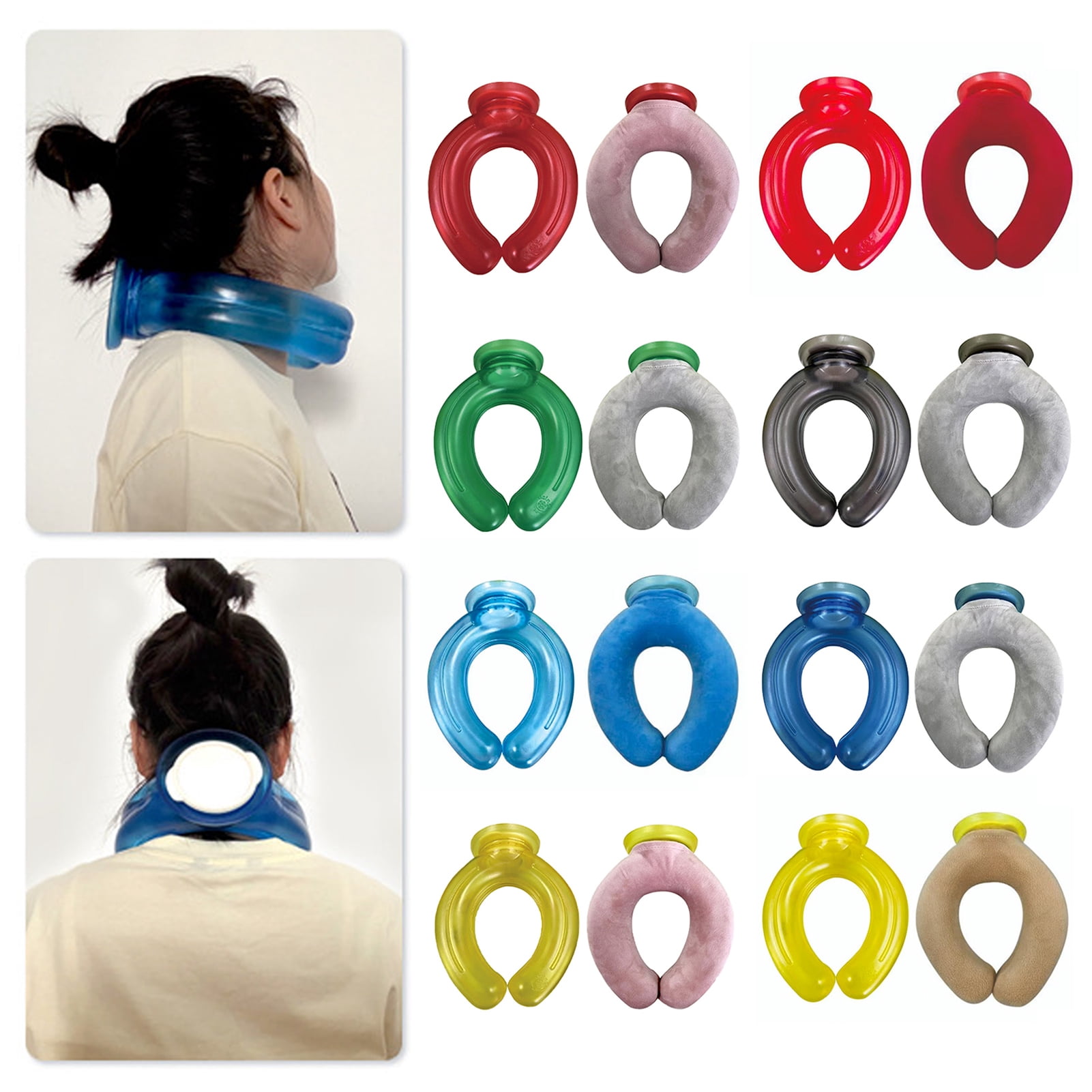 OIUR Neck Cooling Ice Pack with Velvet Cover U-shaped Cold Hot Compress Water Filled Bag Leak-proof PVC Summer Wearable Neck Cooling Tube Wrap Collar