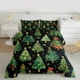 thumbnail image 2 of Feelyou Kids Christmas Queen Comforter Set, Cartoon Dots Xmas Tree Bedding Sets, Gold Snowflake Print Reversible Bedding Comforter Set, Super Cozy Room Decor, 3 Pieces, 2 of 8